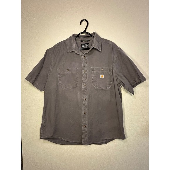 Carhartt Other - Carhartt Rugged Flex Mens XL Relaxed Fit Short Sleeve Button Down Shirt Gray